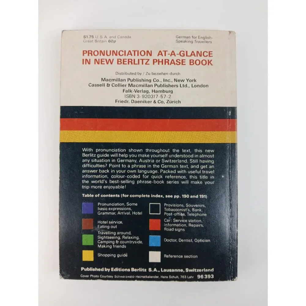 Vintage Berlitz German For Travelers Phrase Pocket Book 1975